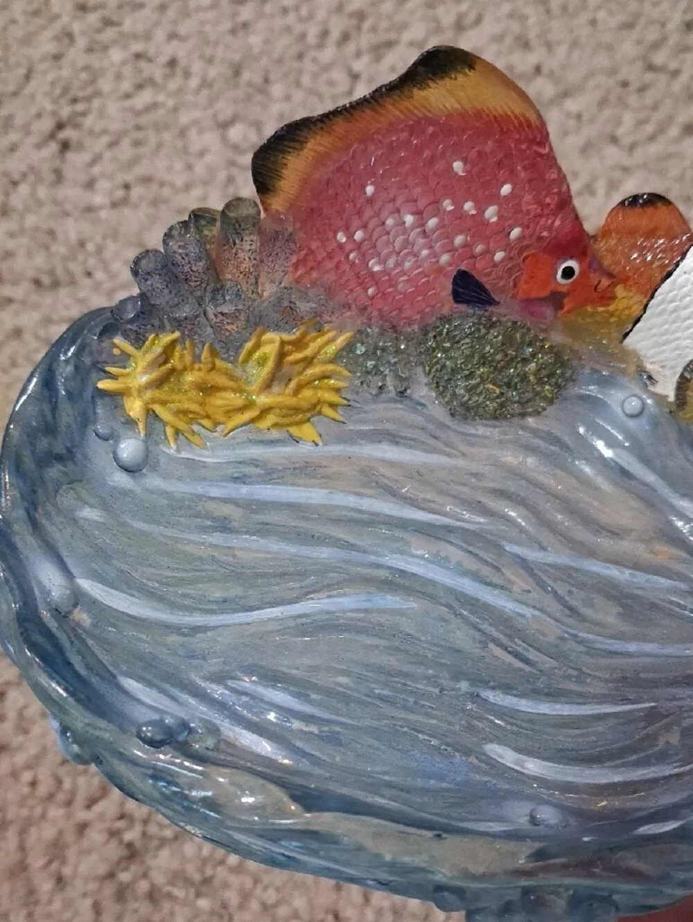 Decorative Fish Water Dish - Blue and Orange Ocean Design Soap Dish Acrylic